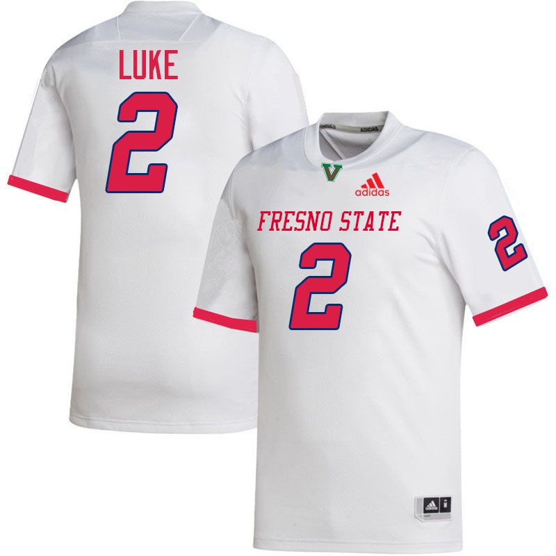 Fresno State Bulldogs #2 Rayshon Luke College Football Jerseys,Uniforms-White